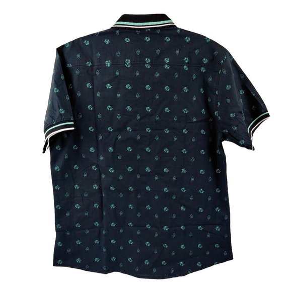 Mens G-NET Slim Fit Short Sleeve Button Down Shirt Blue Floral Size XL NWT - Picture 2 of 7